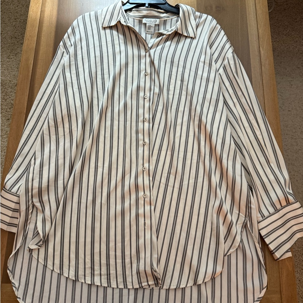 Rachel Zoe Cream and Black Striped Tunic blouse